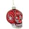 Day of the Dead Skull Head Glitter Glass Christmas Ornament - 3.5" - Red